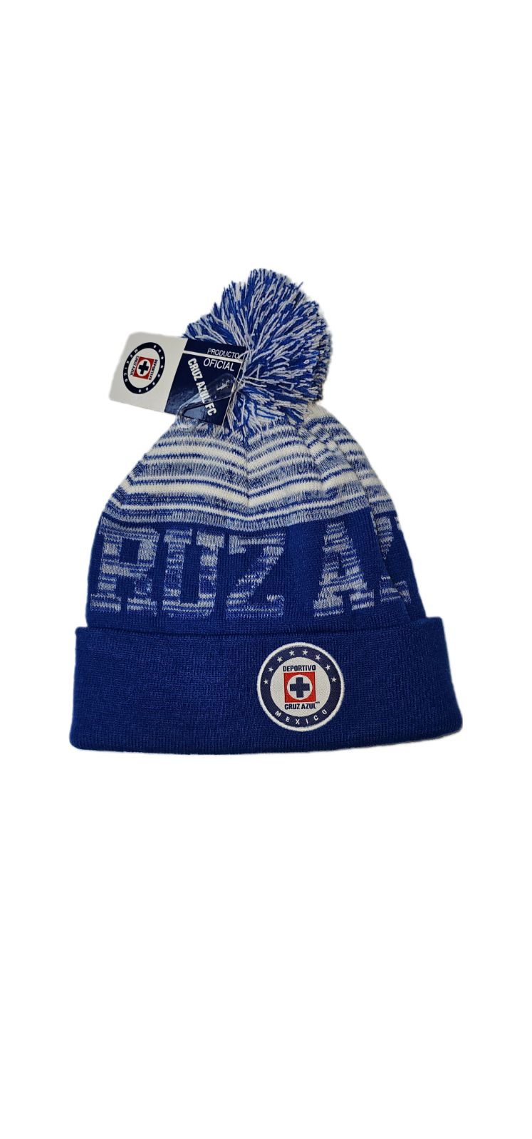 Cruz Azul official licensed adult winter soccer beanie Pom Pom Blue