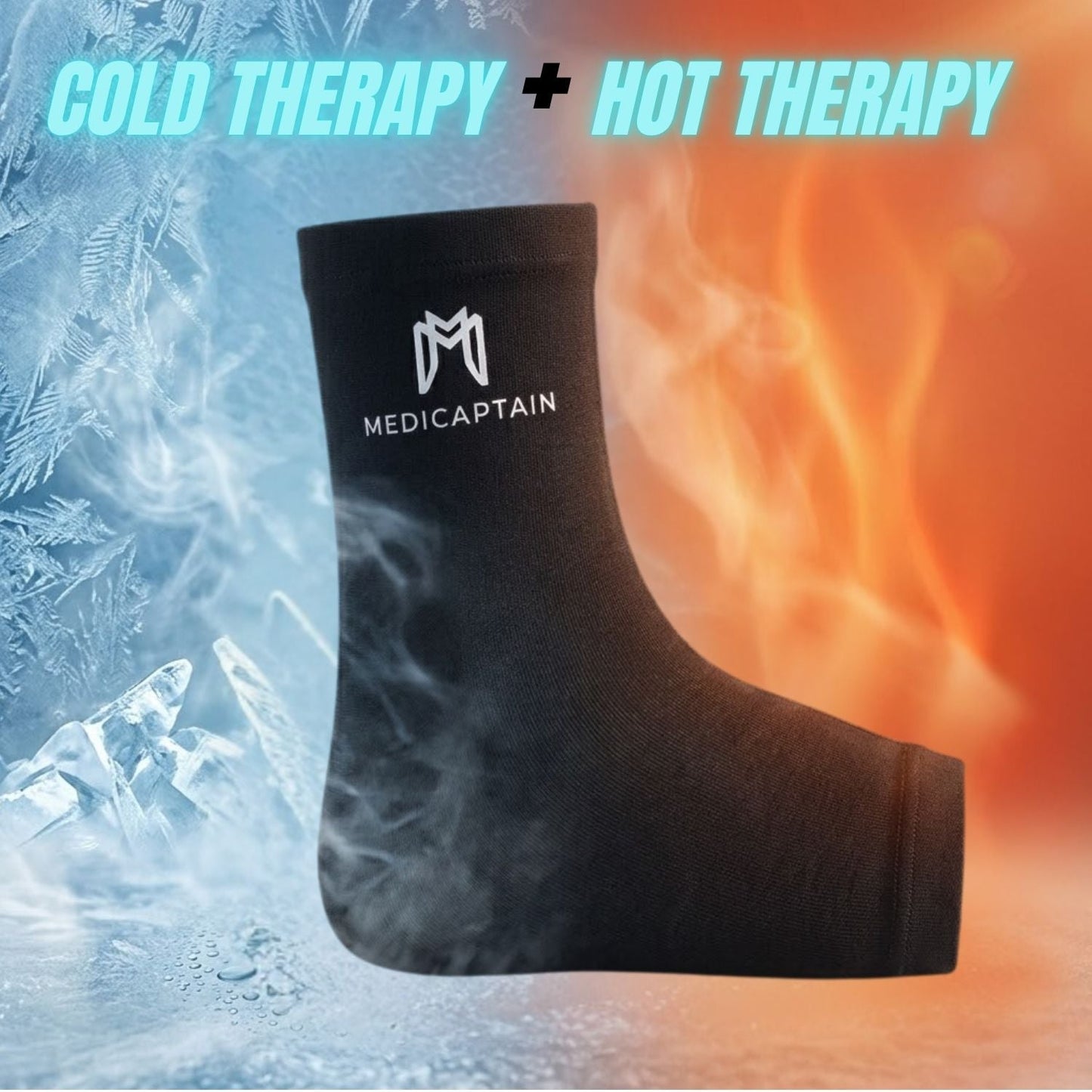 MediCaptain Ankle Hot & Cold Therapy Compression Sleeve - 360° Hot & Cold Gel Therapy for Foot & Ankle Pain